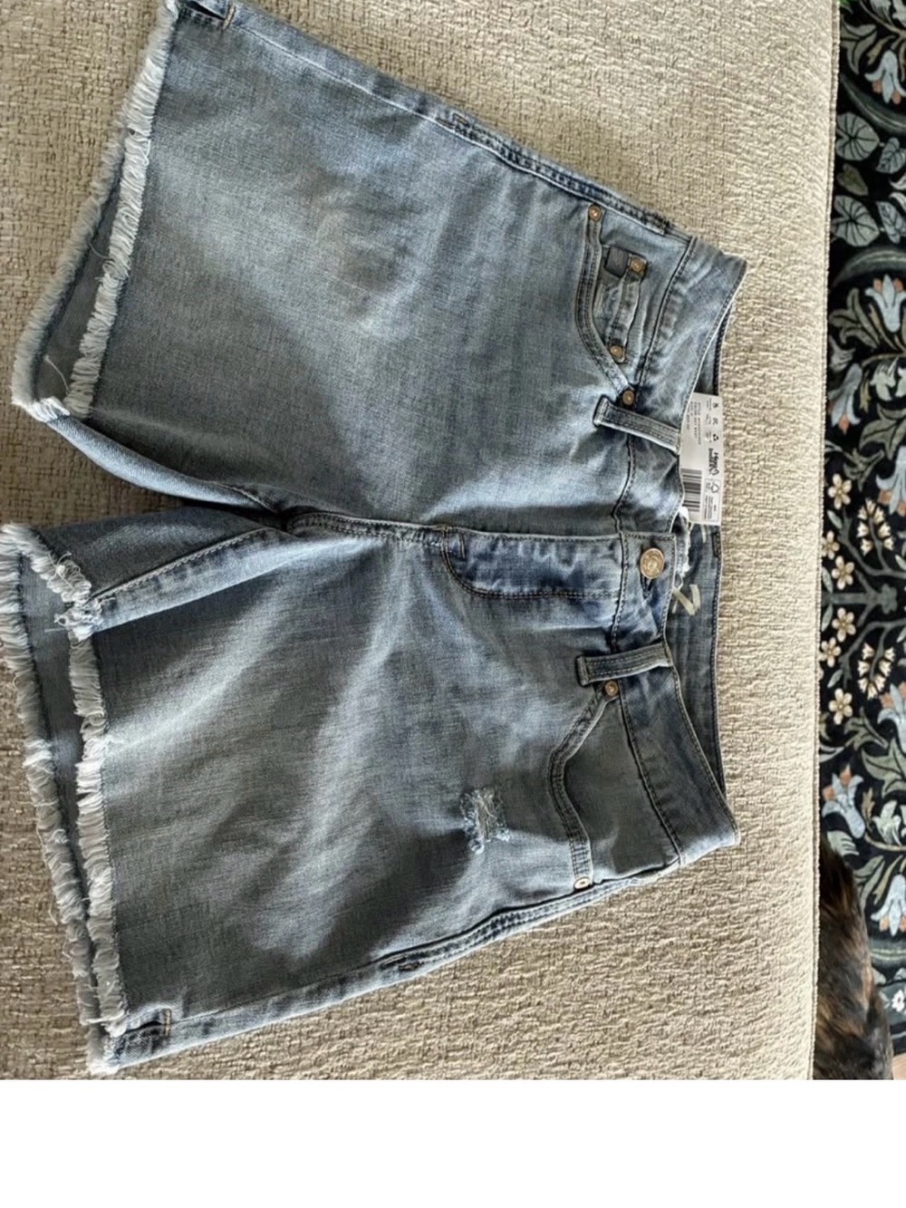 Seven7 Light Blue Frayed Hem Denim Shorts